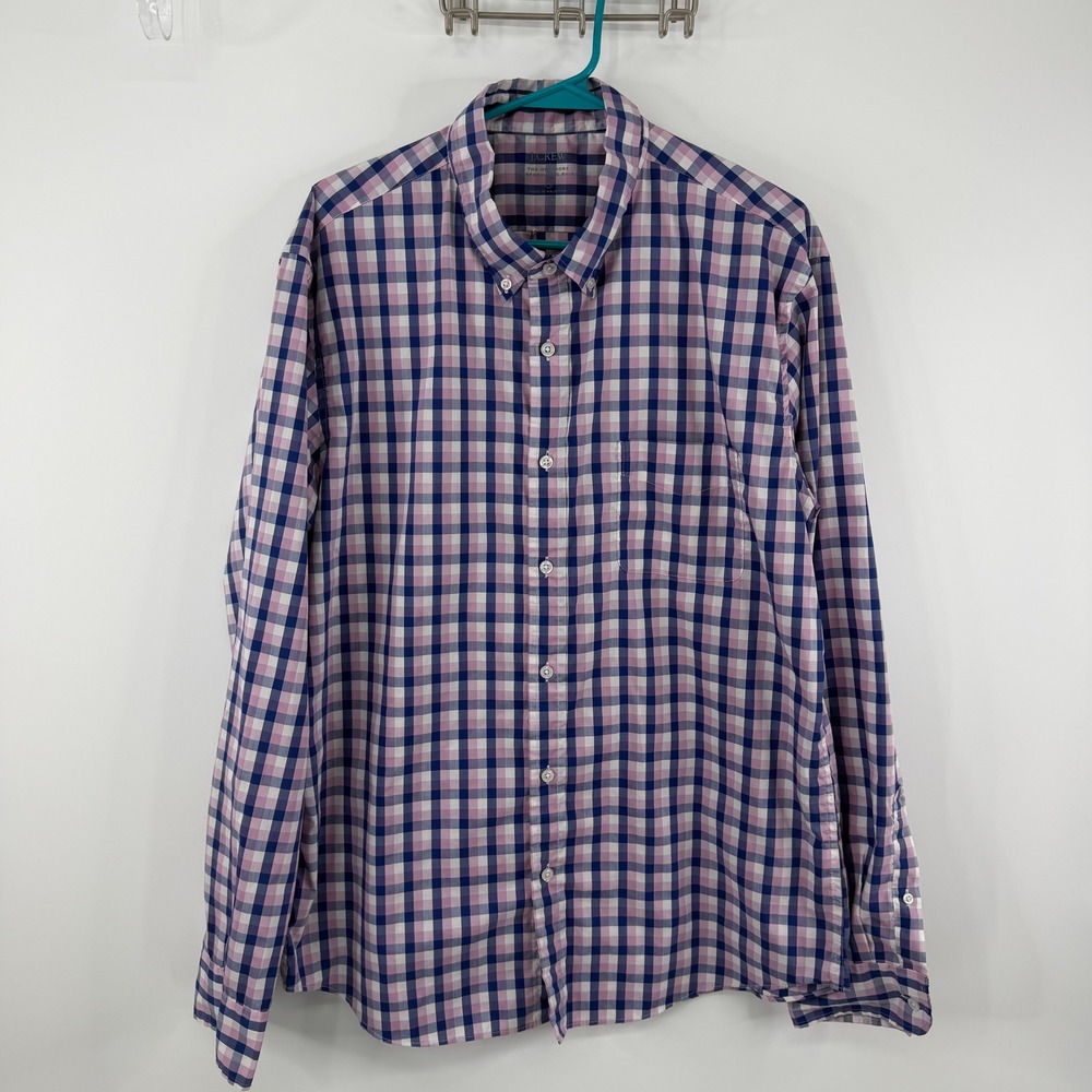 J.Crew The Offshore Performance Shirt Mens XL Pink Blue Check Gingham